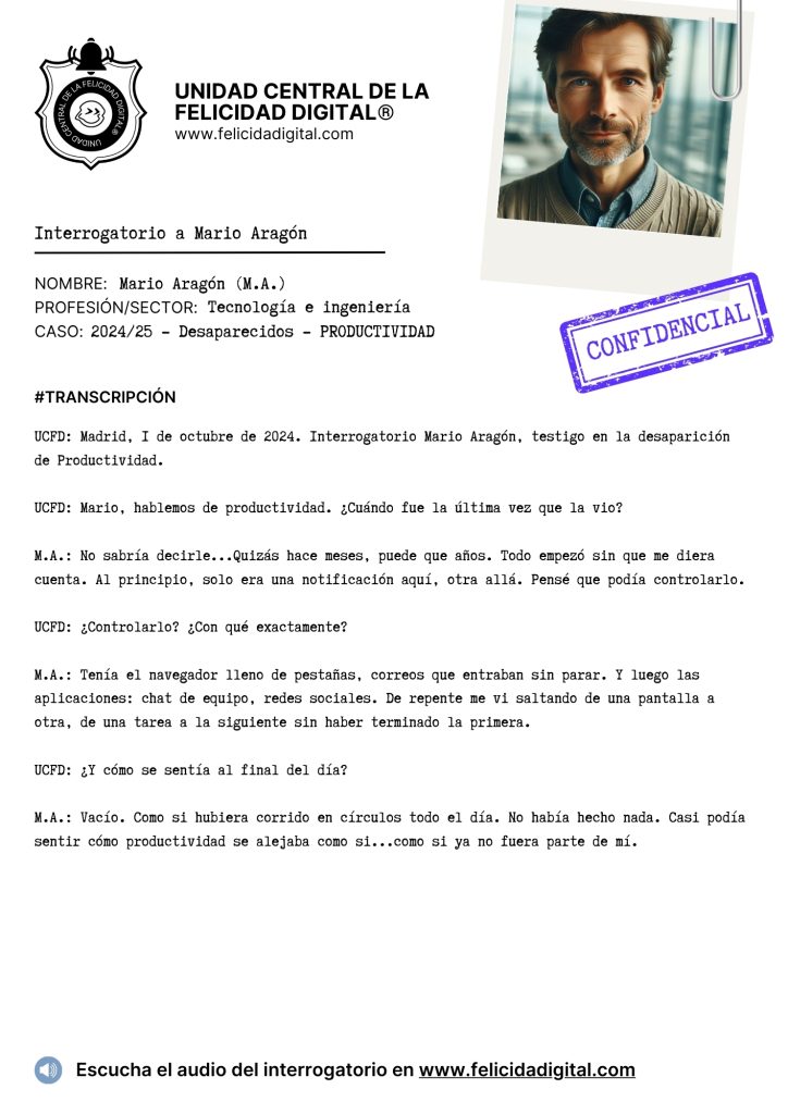 EXPEDIENTE FELICIDAD DIGITAL - Interrogatorios a testigos - Productividad