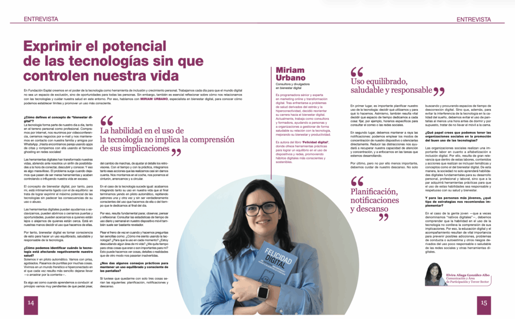 Entrevista Miriam Urbano - Ciudadanía Comprometida - Revista Fundación Esplai